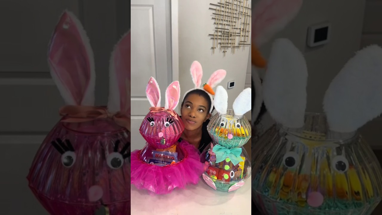Easter Bunny Shaped Gift Basket Idea DIY 🐰#easter #easterbasket