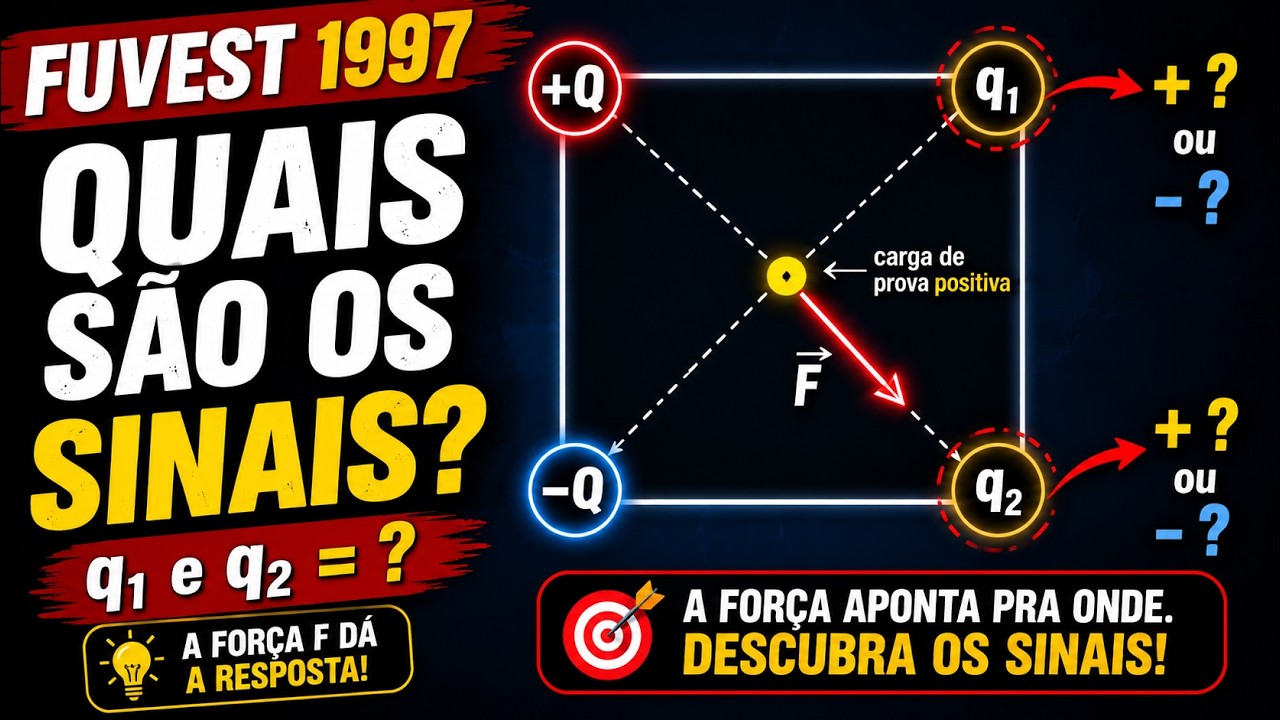 Fuvest-SP 1997 | Quatro cargas pontuais estão colocadas nos vértices de um quadrado #fuvest