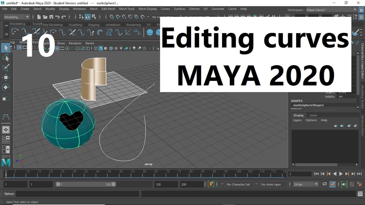 رسم المنحنيات والتعديل عليها ورسم المنحنيات على الأسطح Edit Curves Tool | Maya 2020
