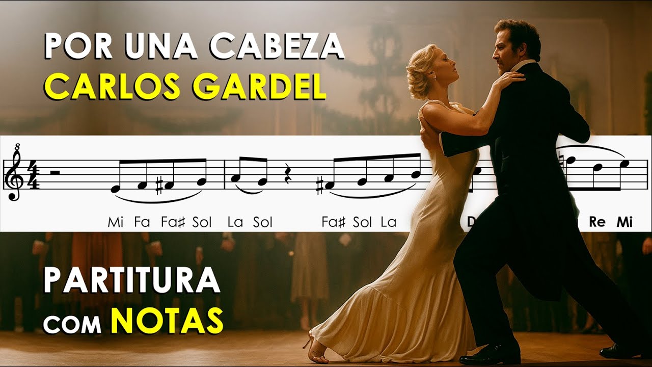 Por Una Cabeza | Partitura com Notas para Flauta Doce, Violino | Carlos Gardel