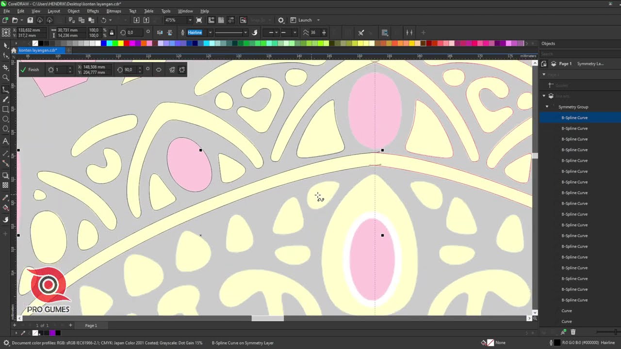TRACING DESIGN LAYANGAN VERSI BALI DENGAN COREL DRAW - VECTOR HASIL SANGAT RAPI DAN DETAIL
