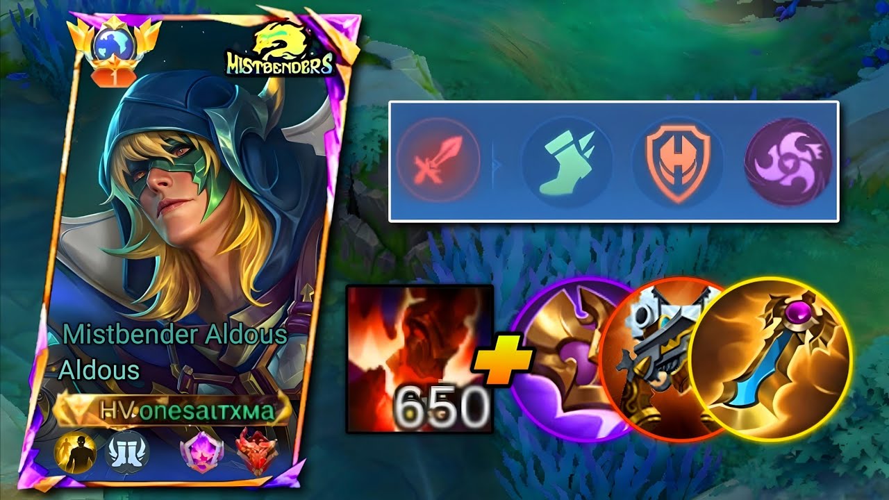 ALDOUS 650 STACK NEW SUSTAIN DAMAGE BUILD AND NEW EMBLEMSET IN SOLO RANKED ROTATION!!!🔥 - MLBB
