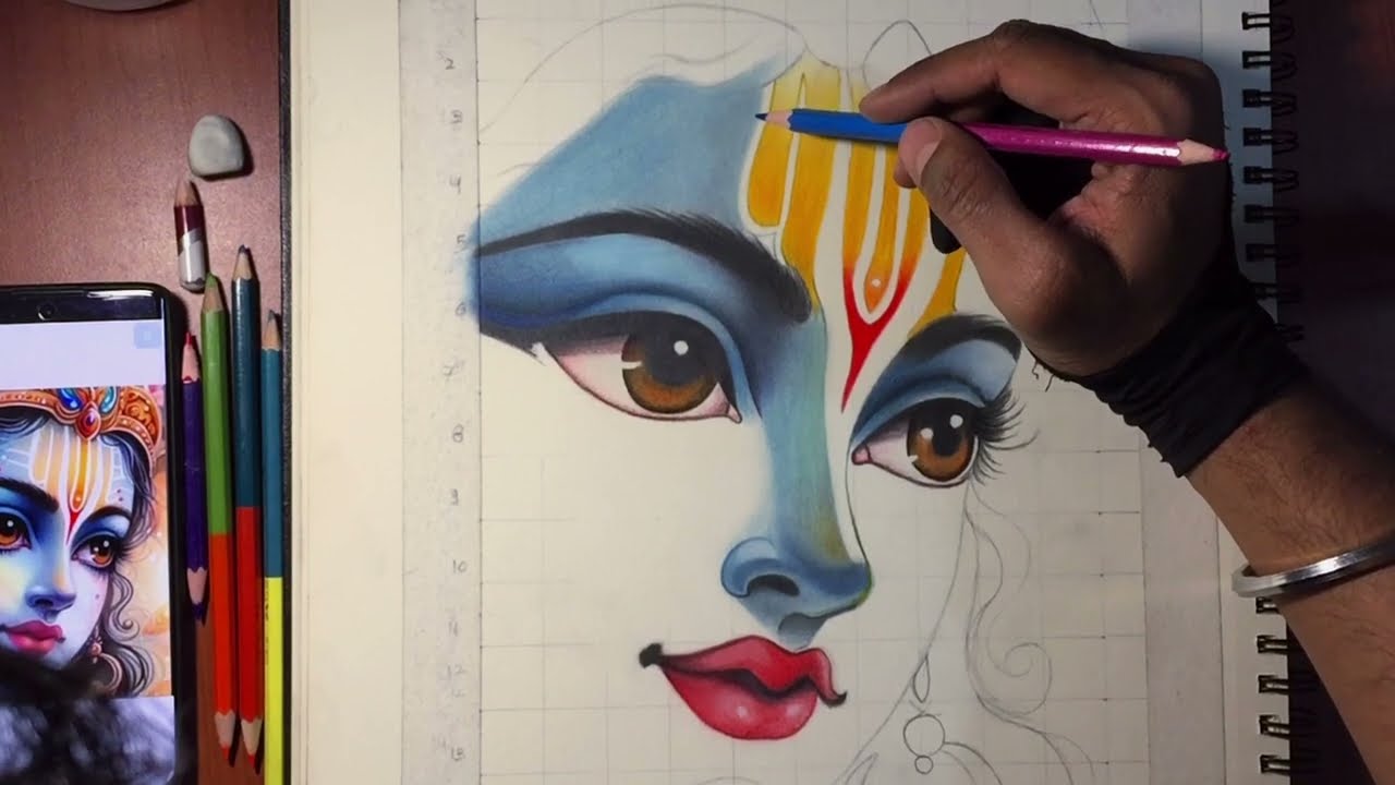 shree krishna drawing with soft pastel colour ✍️ #art #drawing #krishna #painting #trending #viral