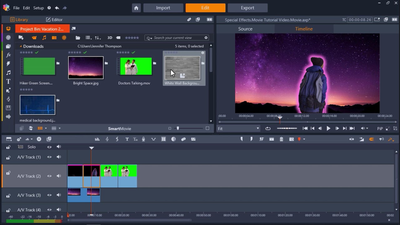 Adding Outlines, Glows and Shadows to Green Screen Footage in Pinnacle Studio