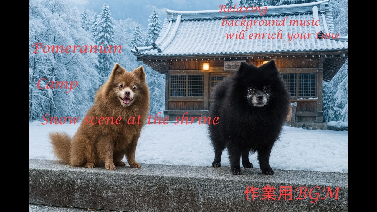 【CHILL CAMP BGM 128】癒しBGM - 作業用BGM - 勉強用BGM - しっとりBGM - 可愛い - ポメラニアン - 神社の雪景色