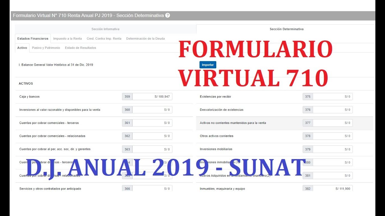 Declaración Jurada Anual 2019 - Formulario Virtual 710 Sunat