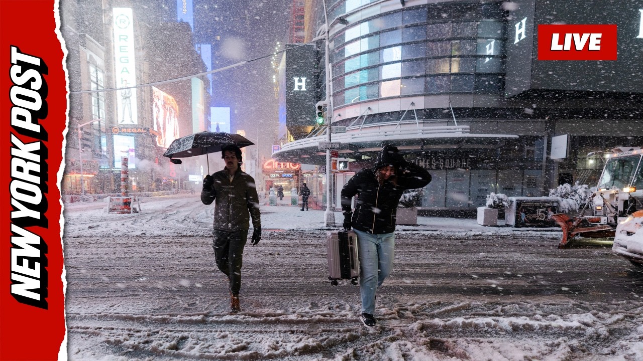 Live: Historic Storm Slams New York - View from Time Square