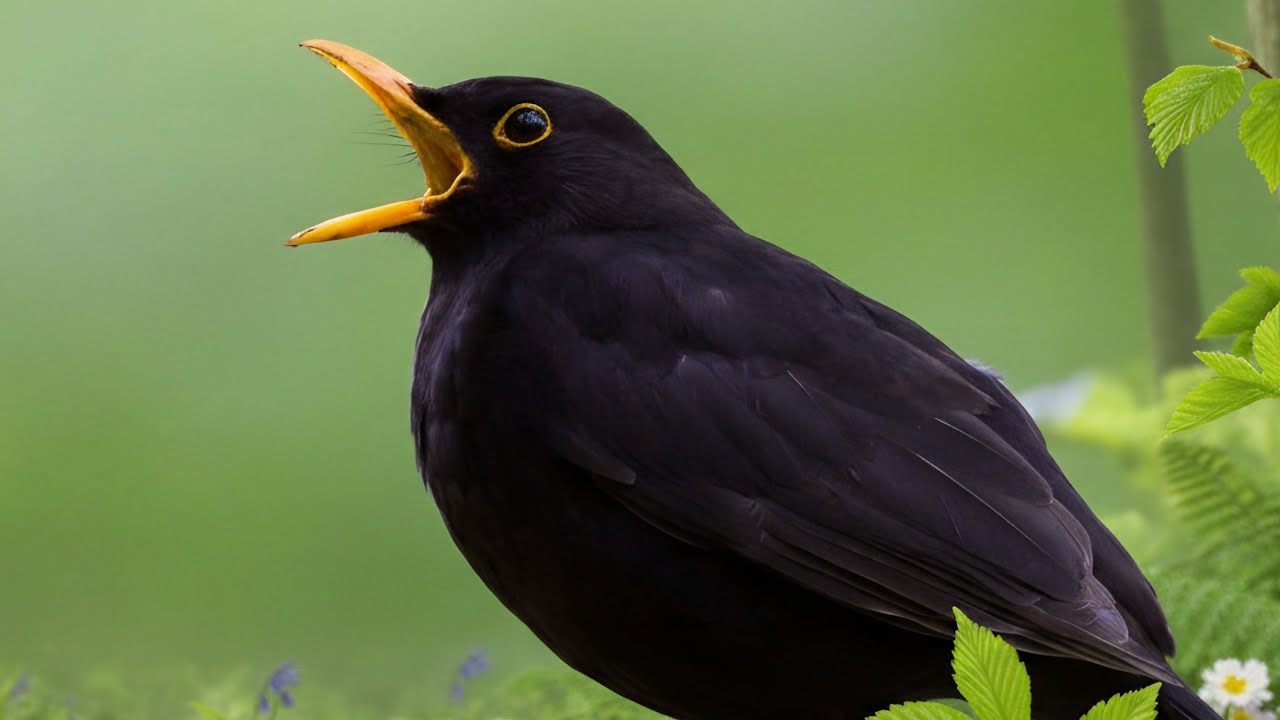 Amsel singt 🌞 Entspannende Ger&auml;usche der Natur mit Vogelzwitschern 🌞 Die sch&ouml;nsten Vogelstimmen