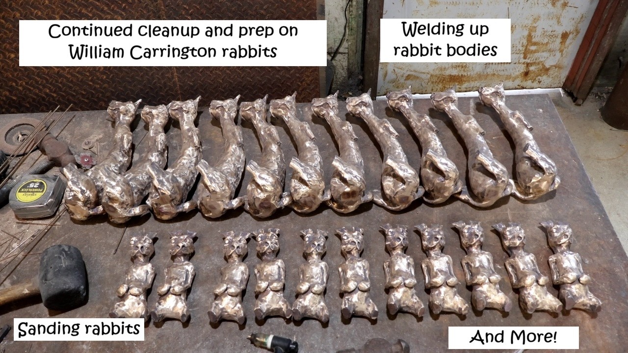 March 16, 2026 - Continued work on William Carrington's rabbits, welding up areas, flattening, and..