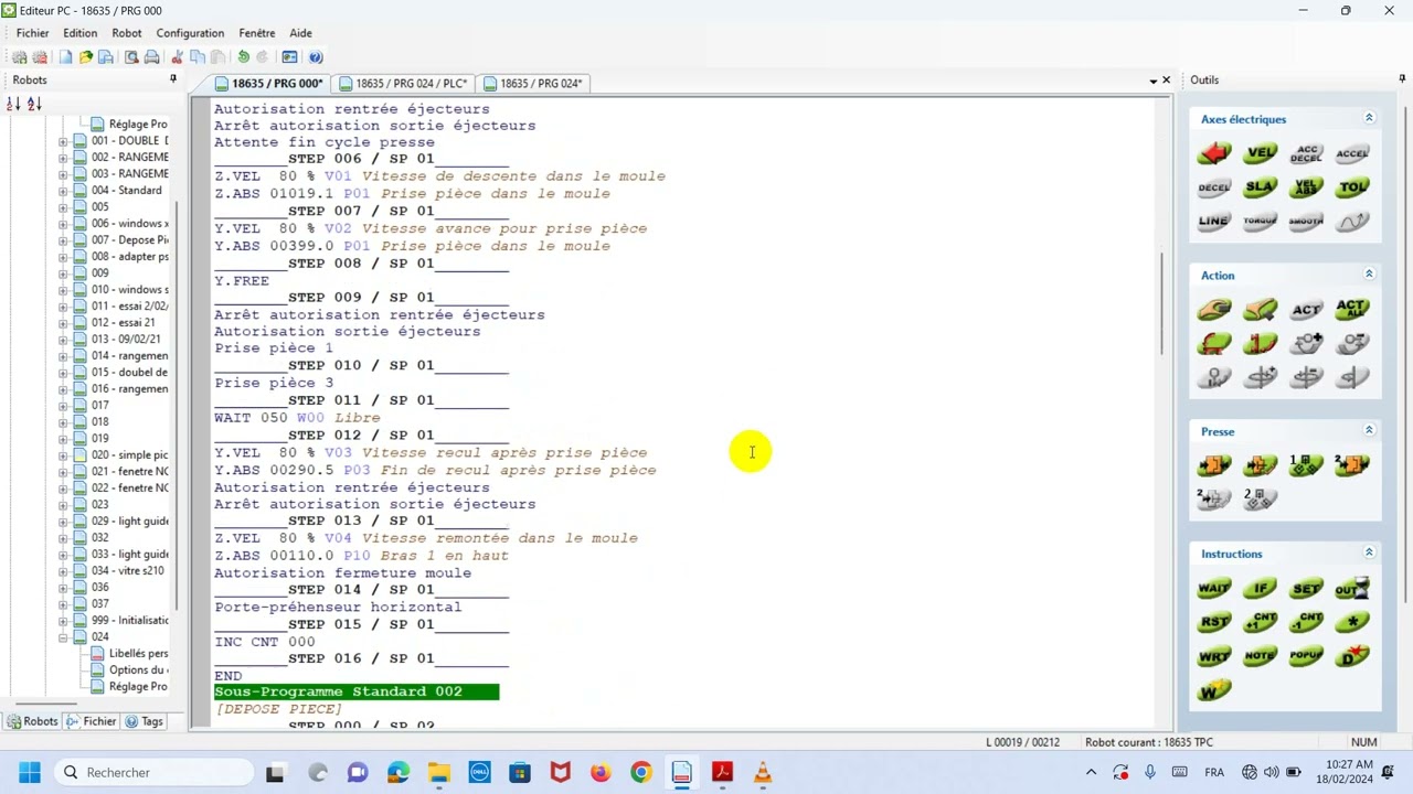 Formation gratuite à distance Robot SEPRO chapitre 01 programme principale