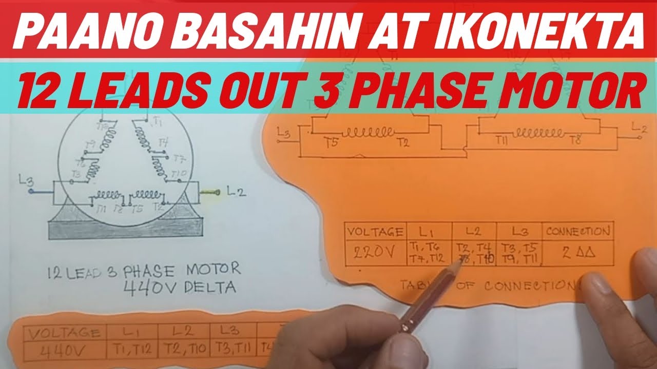 How to connect the 12 Leads 3 phase motor  with DIAGRAM