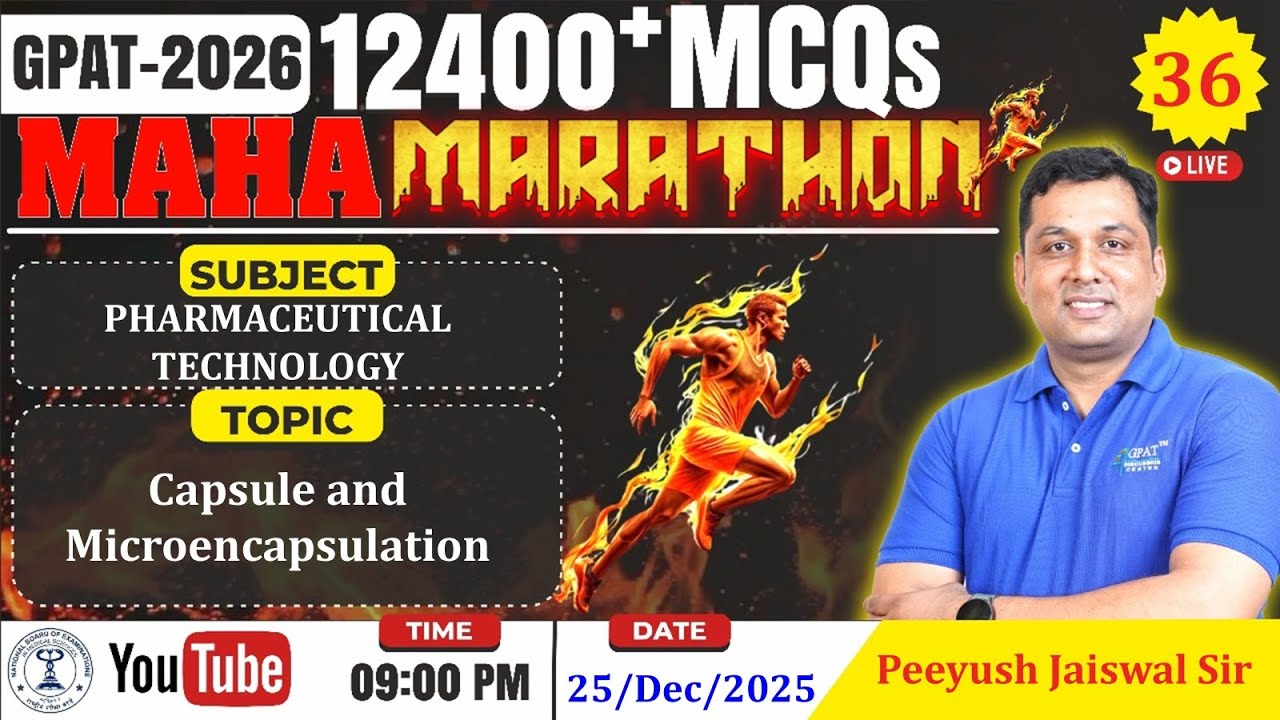 MAHA MARATHON- GPAT 2026 | Class-36 | Pharmaceutical Technology- Capsule & Microencapsulation