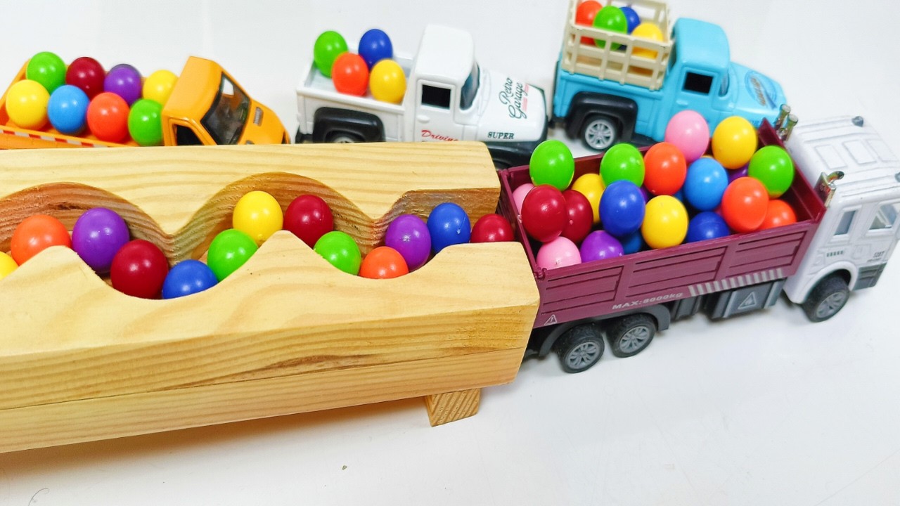 Marble Run ASMR Race ☆ HABA Slope & Dump Truck Excavator Ambulance Forklift Garbage Truck Tractors