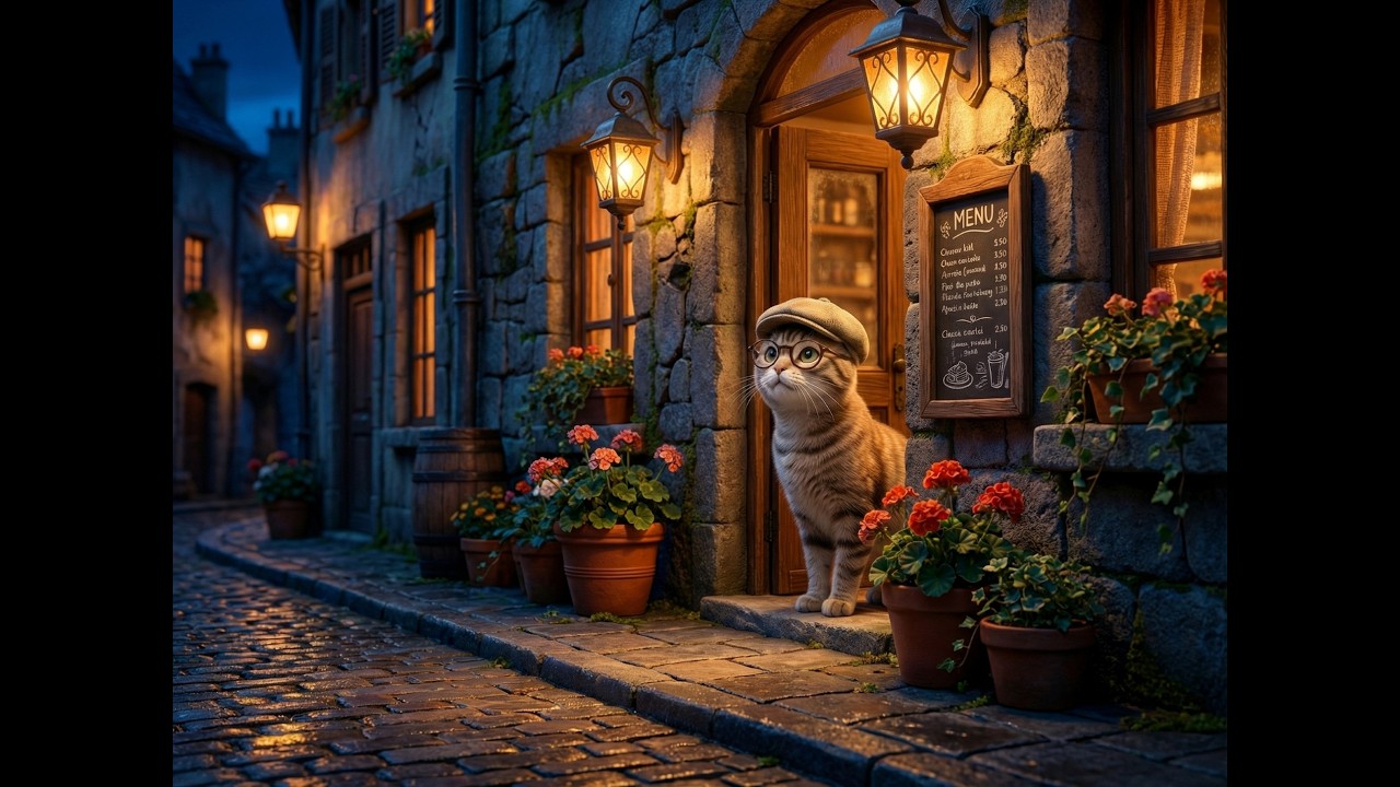 Relaxing Cat Animation for Kids | Milo’s Cozy Village Adventure