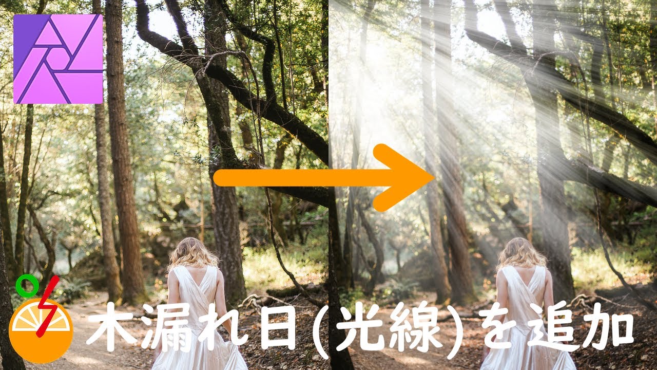 Affinity Photoで写真に木漏れ日(光線)を追加