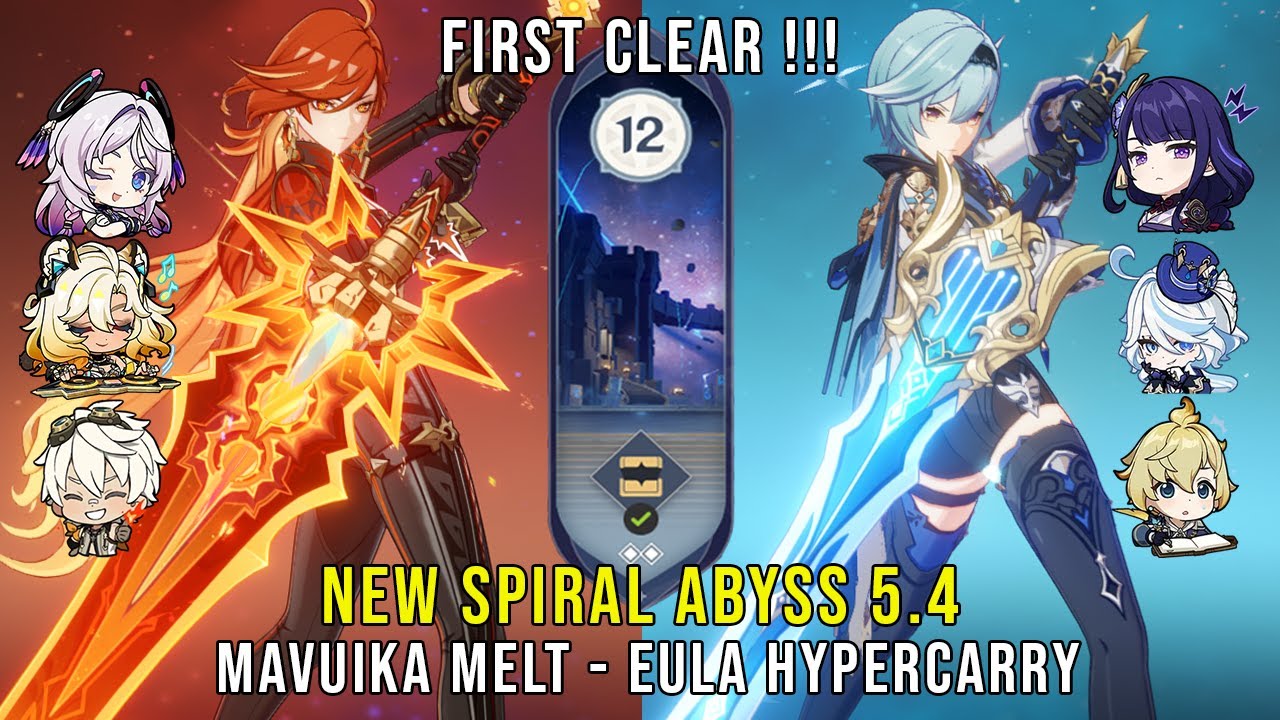 NEW Genshin Impact Abyss 5.4 | C0 Mavuika Melt and C1 Eula Hypercarry | Floor 12 9 Stars