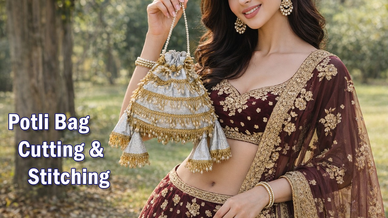 Easy potli bag cutting & stitching | Potli bag making tutorial  #fashion #potlibags