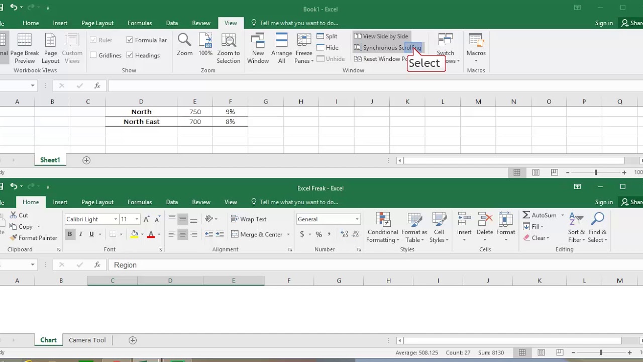 MS Excel : View Side by Side Feature by Excel Freak | Video 49