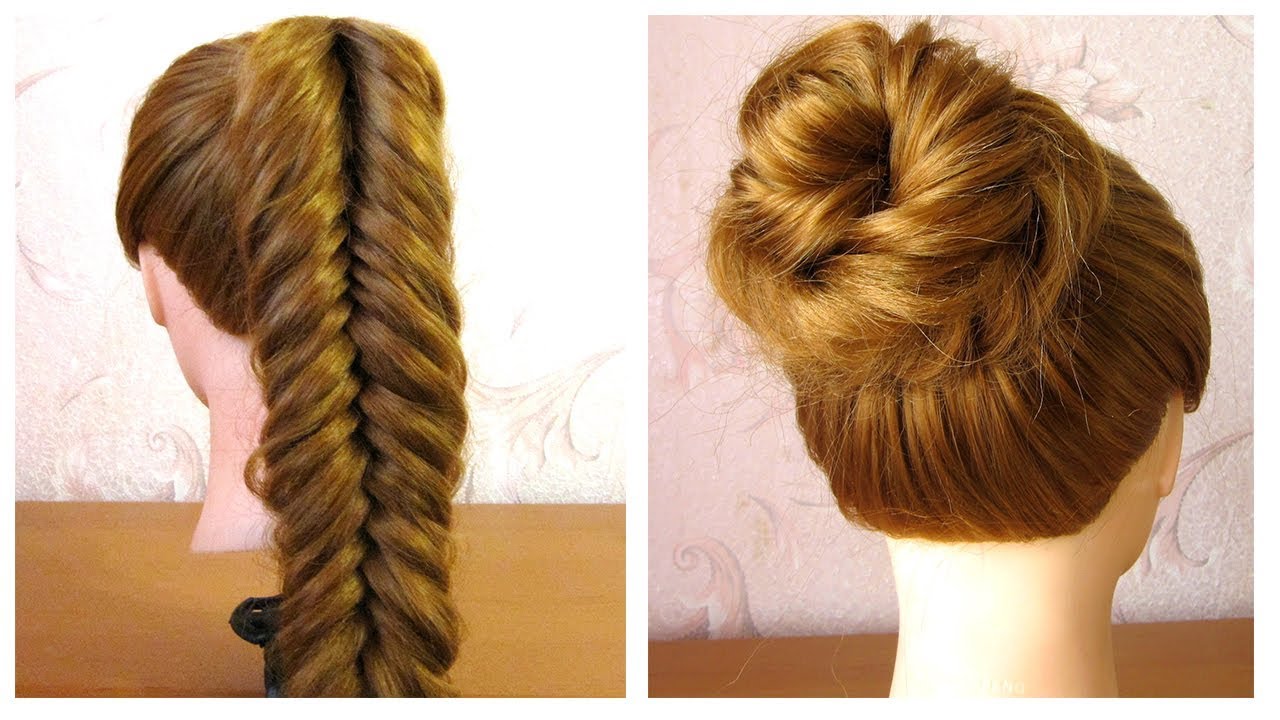 TUTO ✨ Coiffure 2 en 1: queue de cheval avec une tresse &eacute;pi de bl&eacute; invers&eacute;e + chignon facile