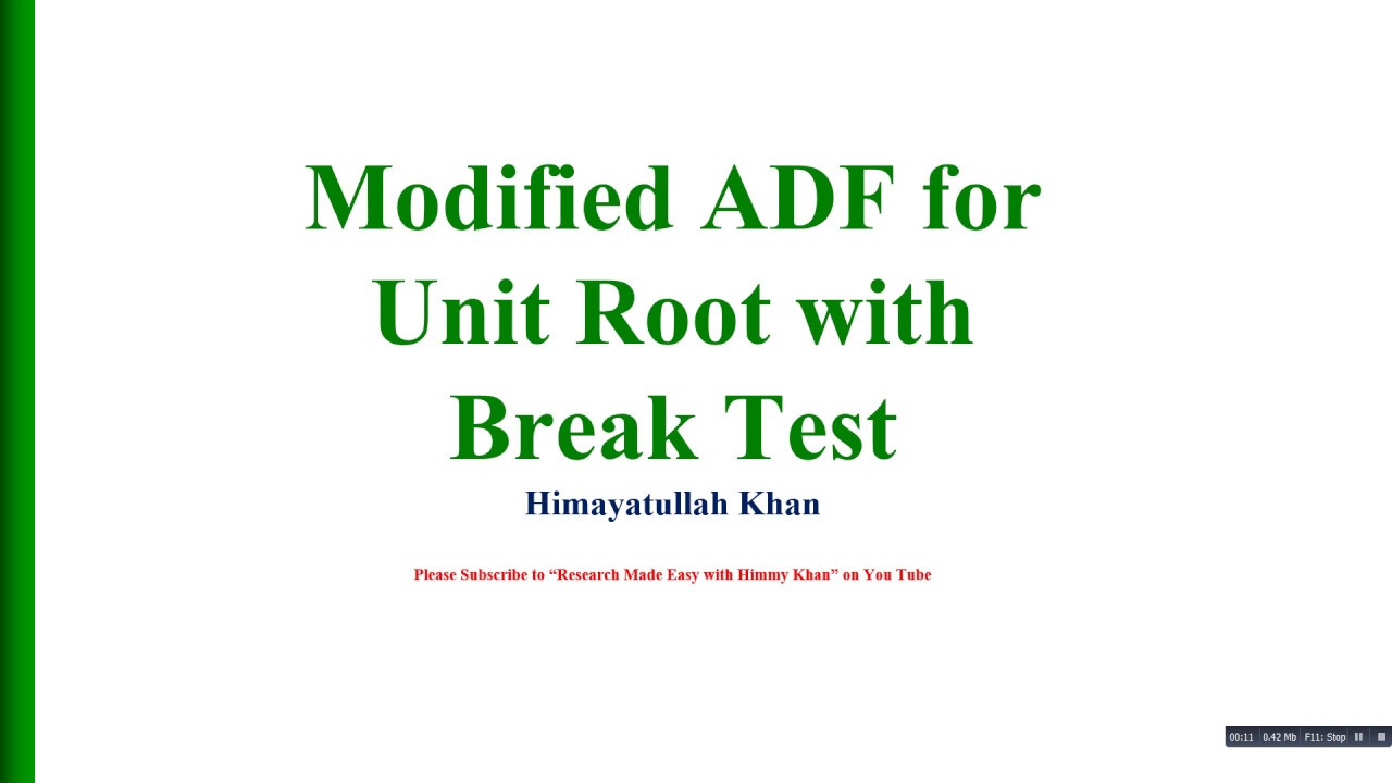 78 #Modified #ADF #Test with #Structural #Break with Himmy Khan