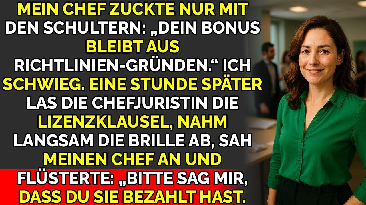 Mein Boss stahl meinen Bonus — meine Lizenzklausel legte ihr Analytics-System lahm