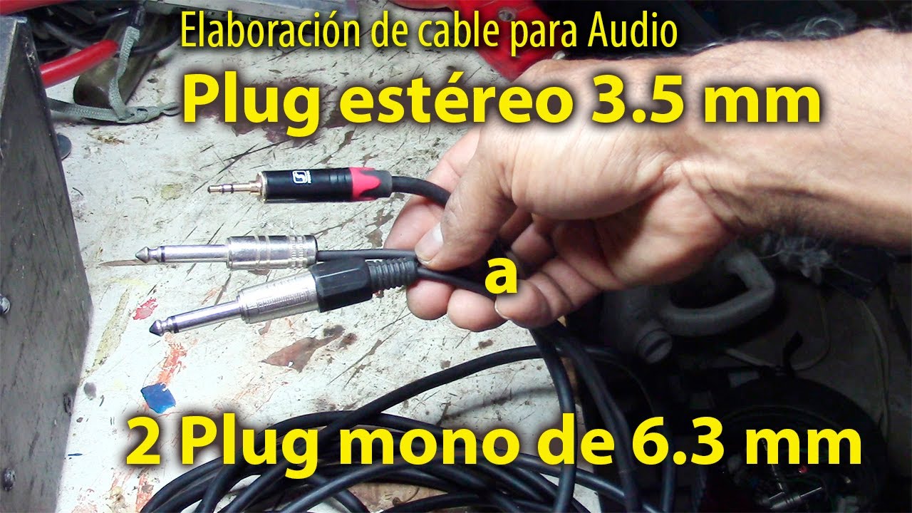 CABLE PARA AUDIO DE UN PLUG ESTÉREO DE 3.5mm A DOS MONO DE  6.3 mm