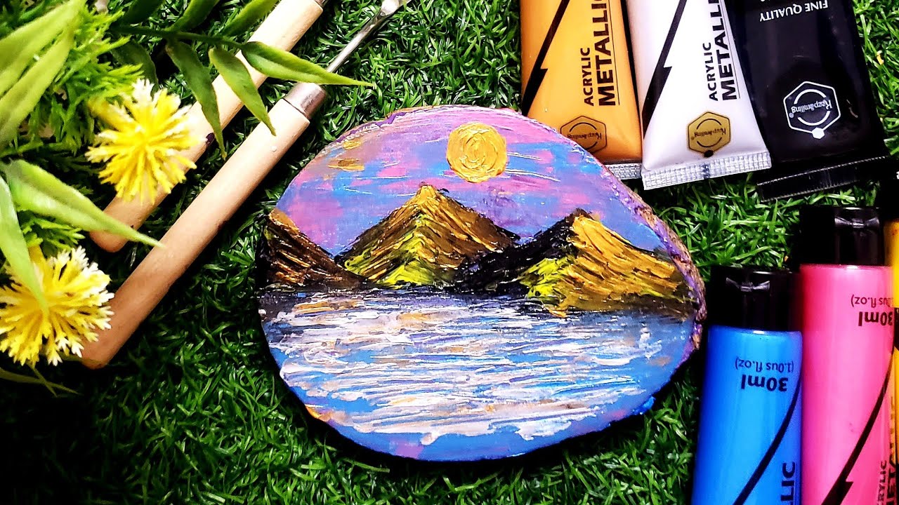 💜Landscape Painting with palette knife On Wood Canvas / Happy New Year 2025🥳