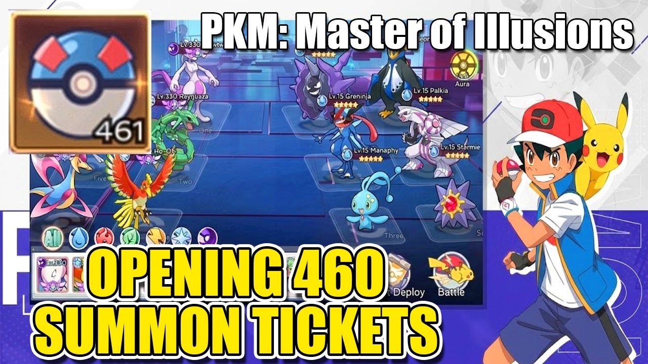 PKM: Master of Illusions Gameplay - Pokemon Opening 460 Summon Tickets