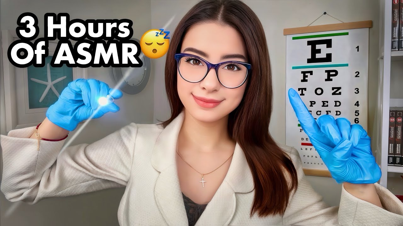 ASMR Eye Exam for Sleep 💤 3 Hours of Medical Roleplay, Cranial Nerve Exams & Light Triggers 😴