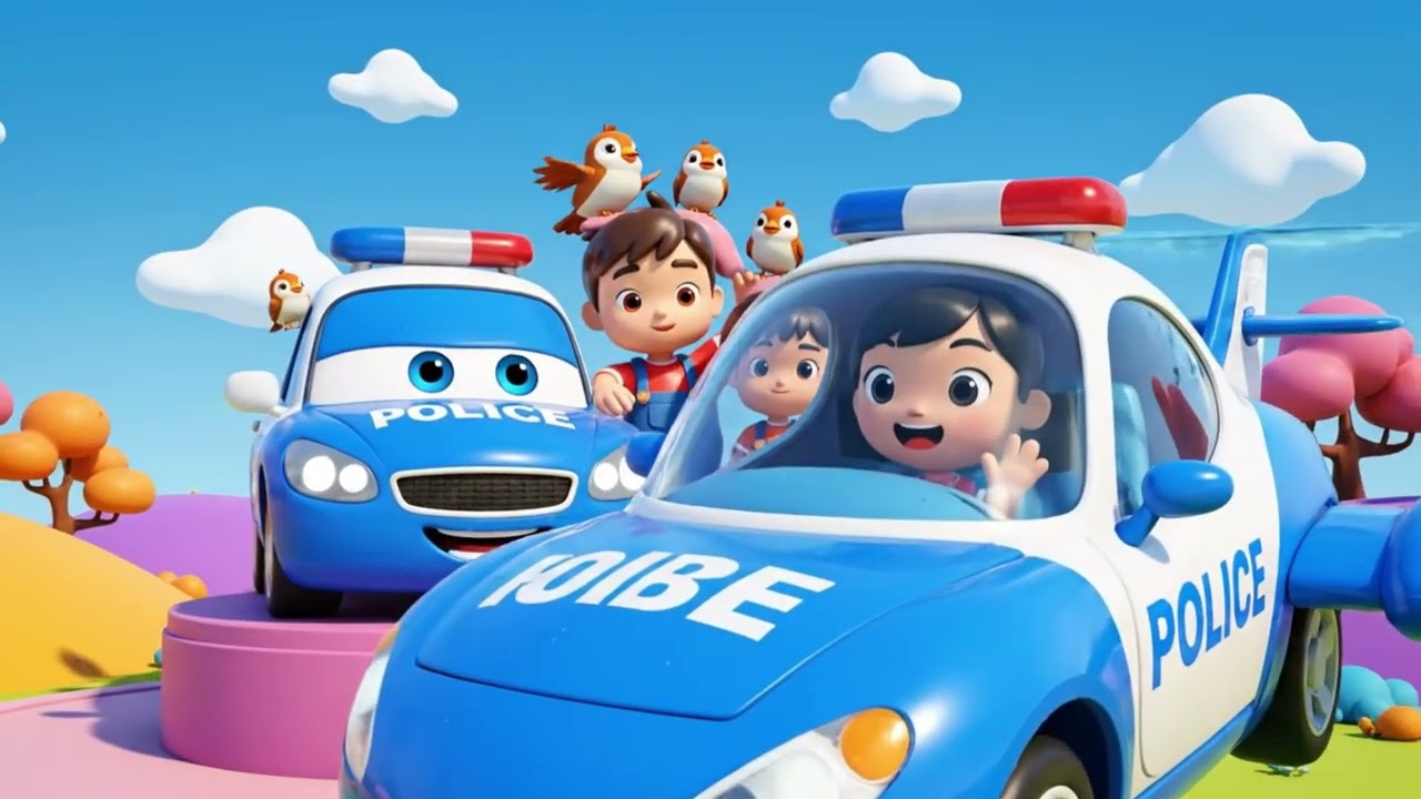 The Wheels on the Police Car Song 🎵 Fun Kids Music