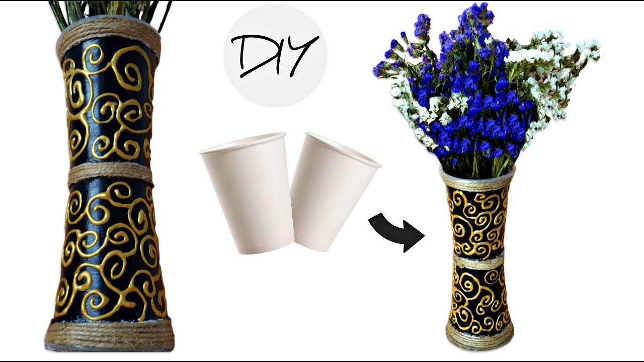 DIY flower vase from disposable plastic glass | Making flower pot at home