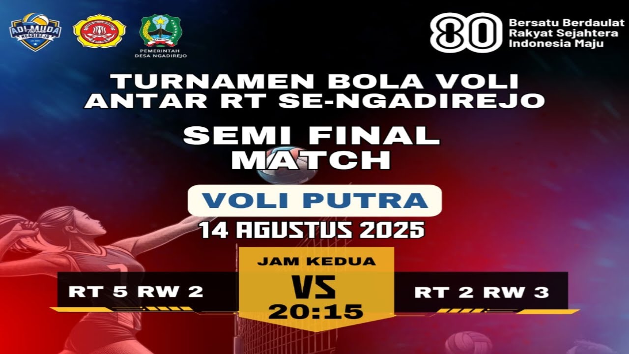 TURNAMEN BOLA VOLI ATAR RT DESA NGADIREJO _ RT 05 JARANAN VS RT 02 PIIJENAN - Kamis, 14 AGUSTUS 2025