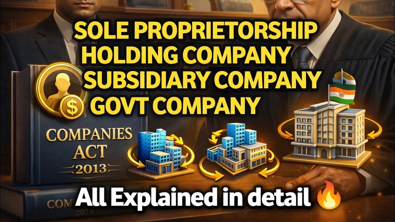 Sole Proprietorship, Holding Company , Subsidiary Company & Govt Company Explained 