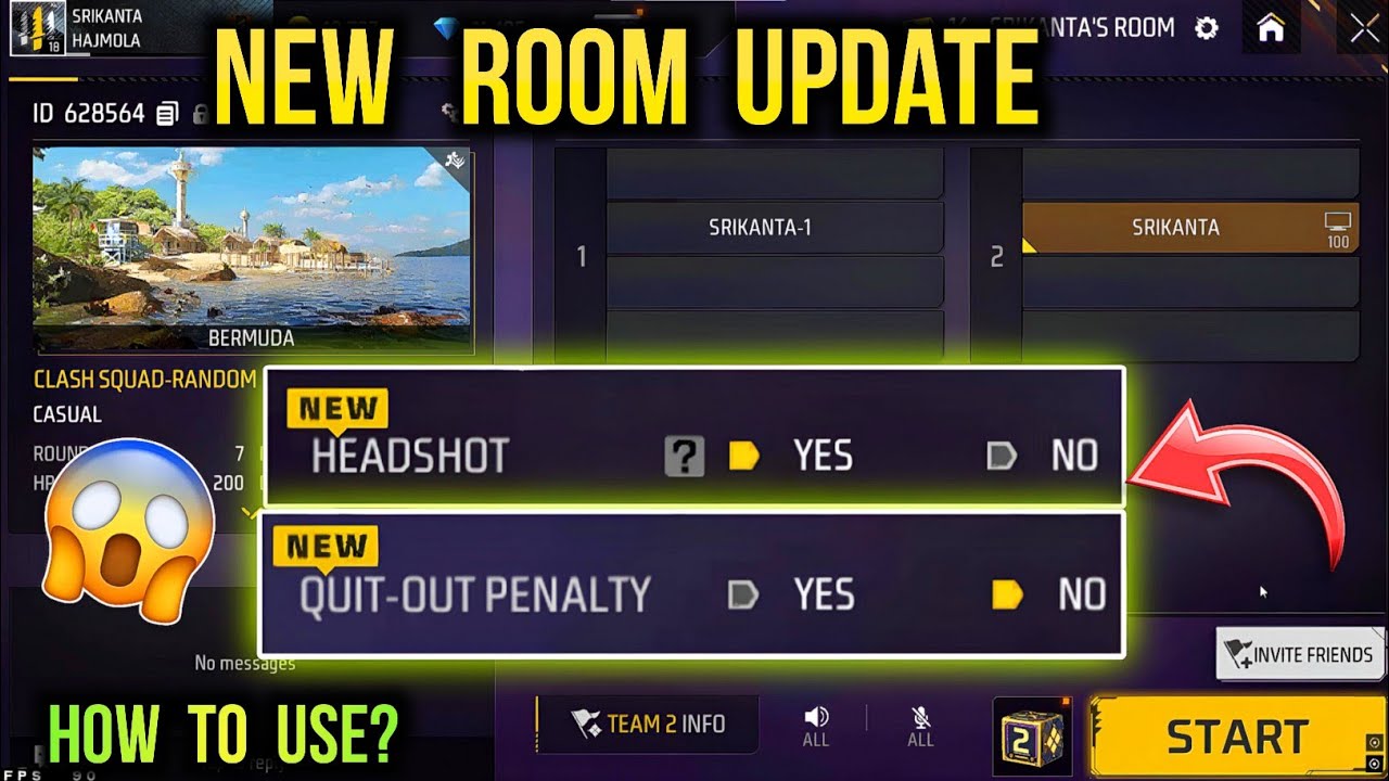 New Headshot & Quit Out Penalty Option in Custom Room - How To Use? Free Fire New Update