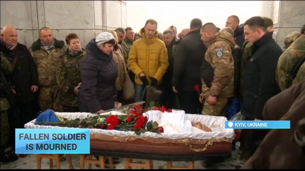 Ukraine Fallen Soldier Mourned: Ukrainians give hero's funeral to a soldier on December 9