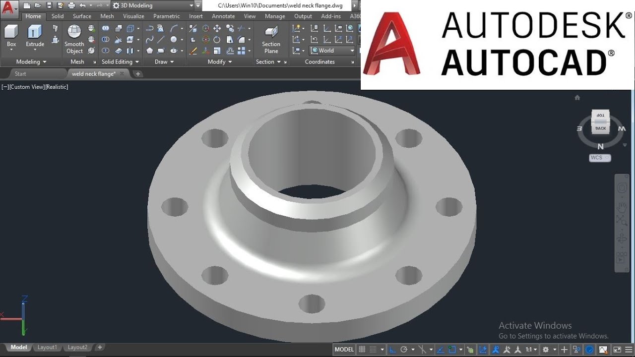WELD NECK FLANGE IN #AUTOCAD | AUTOCAD TUTORIAL