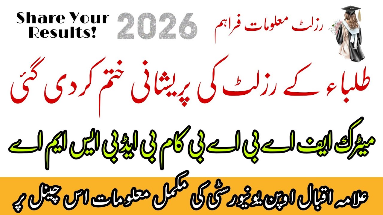 AIOU Results: How to Check AIOU BA BCOM BS BED Results 2026 | Allama Iqbal Open University Result...