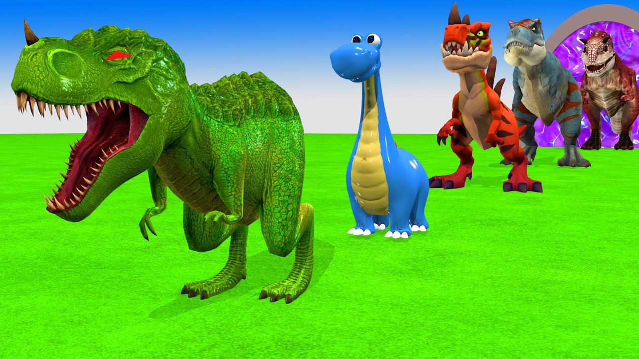 Long Slide Game With Elephant Gorilla Buffalo Hippopotamus Tiger - 3d Animal Game - Funny 3d Animals