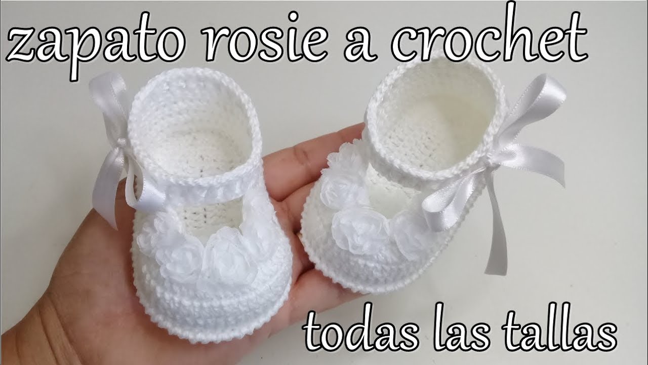 zapato Rosy a crochet - Baby shoes - bebe -luissita torres
