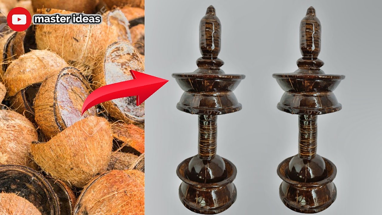 coconut shell craft ideas | coconut shell nilavilakku making | #diycraft | #coconutshellcraft