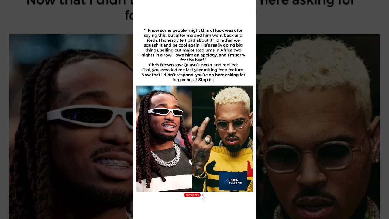 Quavo Apologizes to Chris Brown After Beef 😬 #Quavo #ChrisBrown #CelebrityNews #Trending#shorts#fyp