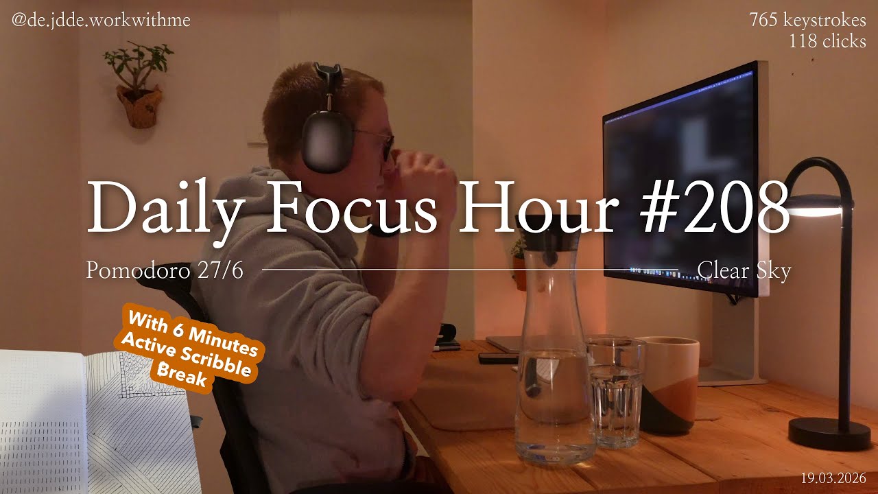 Daily Focus Hour | 2026-03-19T04:46:12 | Work With Me |Pomodoro 27/6| Morning Birds🌅 +Typing&Timer