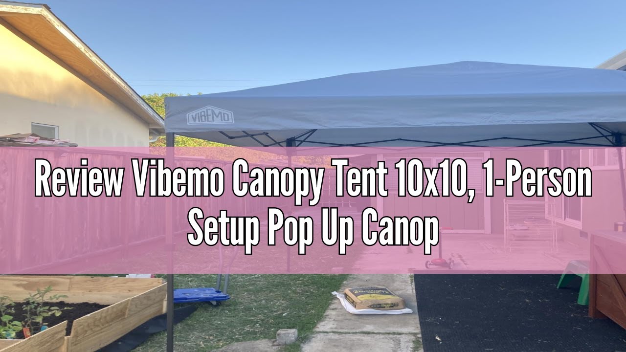 Review Vibemo Canopy Tent 10x10, 1-Person Setup Pop Up Canopy Tent with Roller Bag, 3 Adjustable Hei