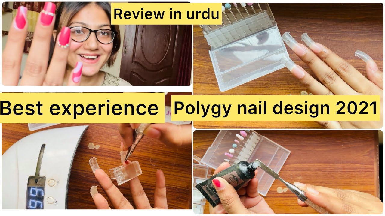 Easy polygel nail art 2021 | stones fake nail tutorial hindi / urdu | sana gohar