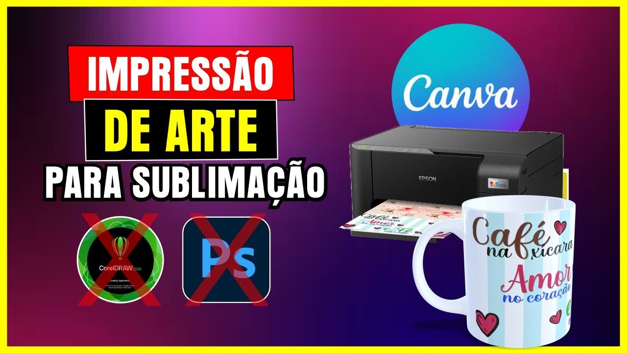 Como IMPRIMIR arte de CANECA no CANVA alta qualidade! Sem COREL DRAW! Sem PHOTOSHOP!