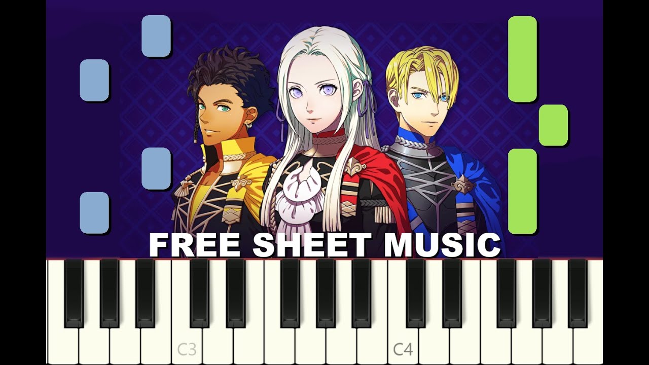 FIRE EMBLEM : THREE HOUSES Main theme, 2019, Piano tutorial with free Sheet Music (pdf)