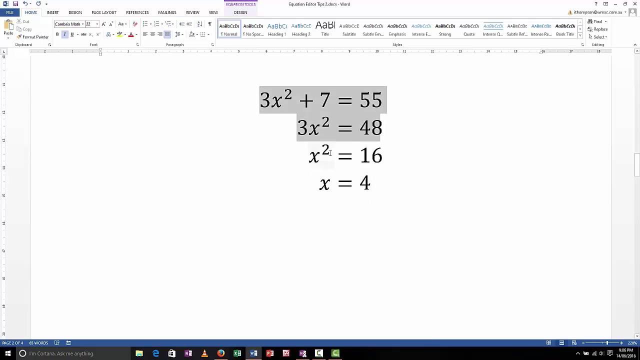 Equation Editor - Aligning Equals Signs