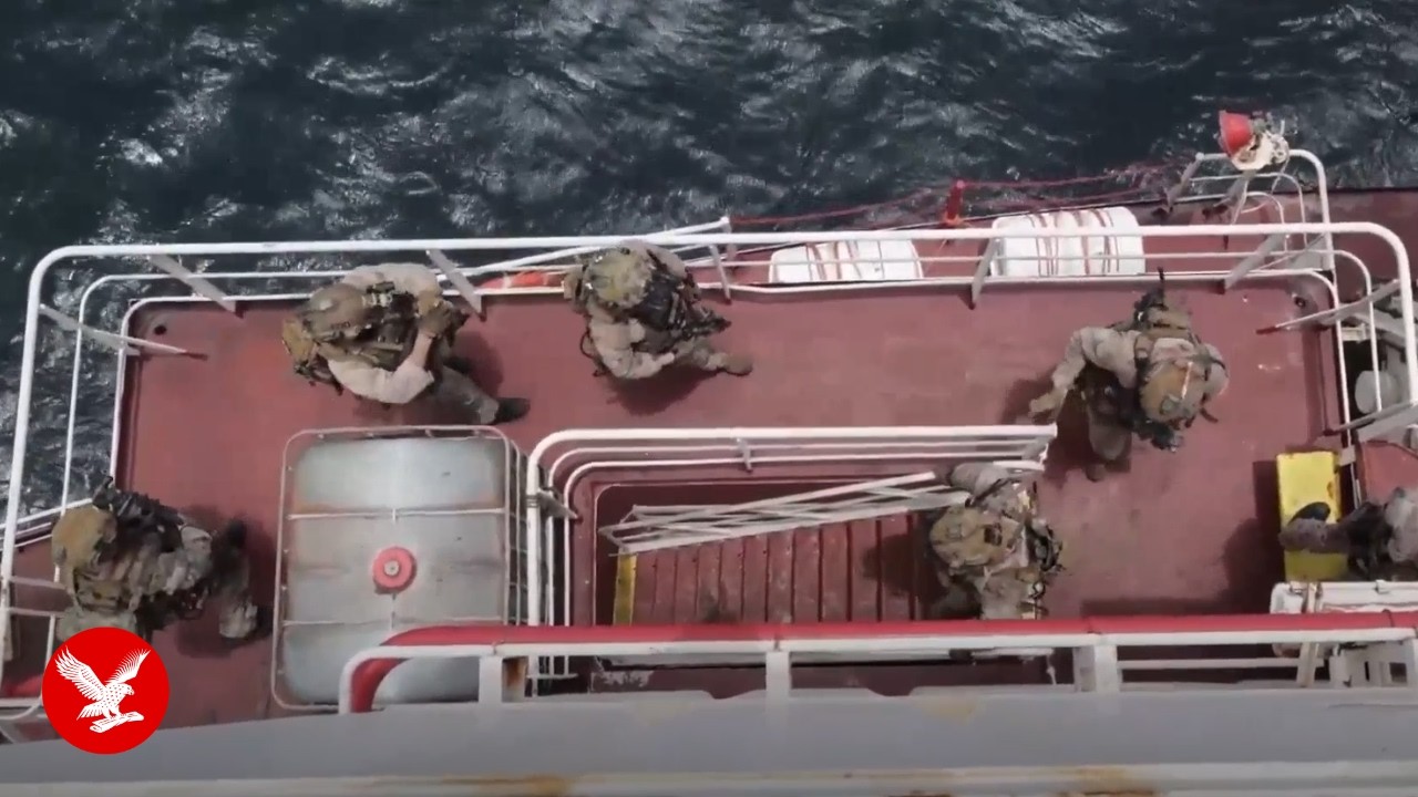 Dramatic footage shows U.S. forces boarding commercial tanker amid Iran blockade