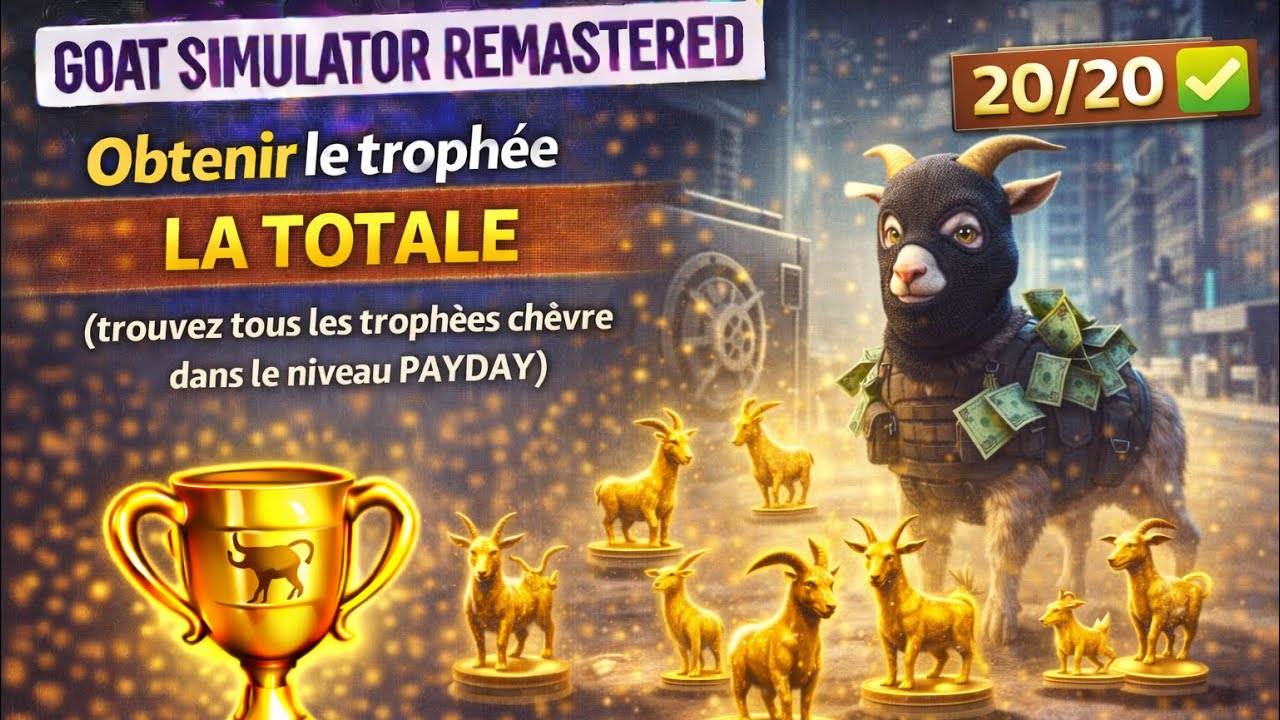 GOAT SIMULATOR REMASTERED – Obtenir le trophée La totale (tous les trophées chèvre niveau PAYDAY)