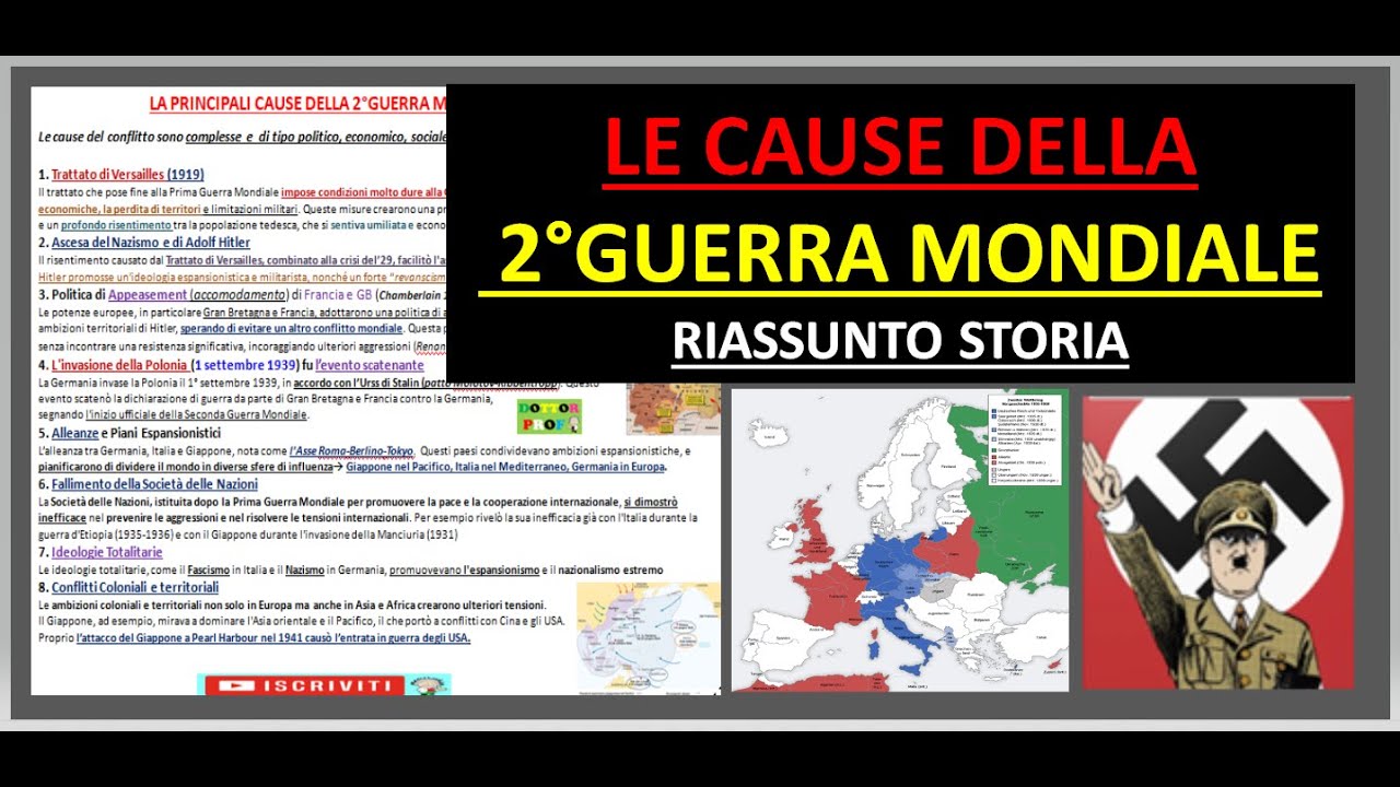 LE CAUSE DELLA SECONDA GUERRA MONDIALE riassunto storia